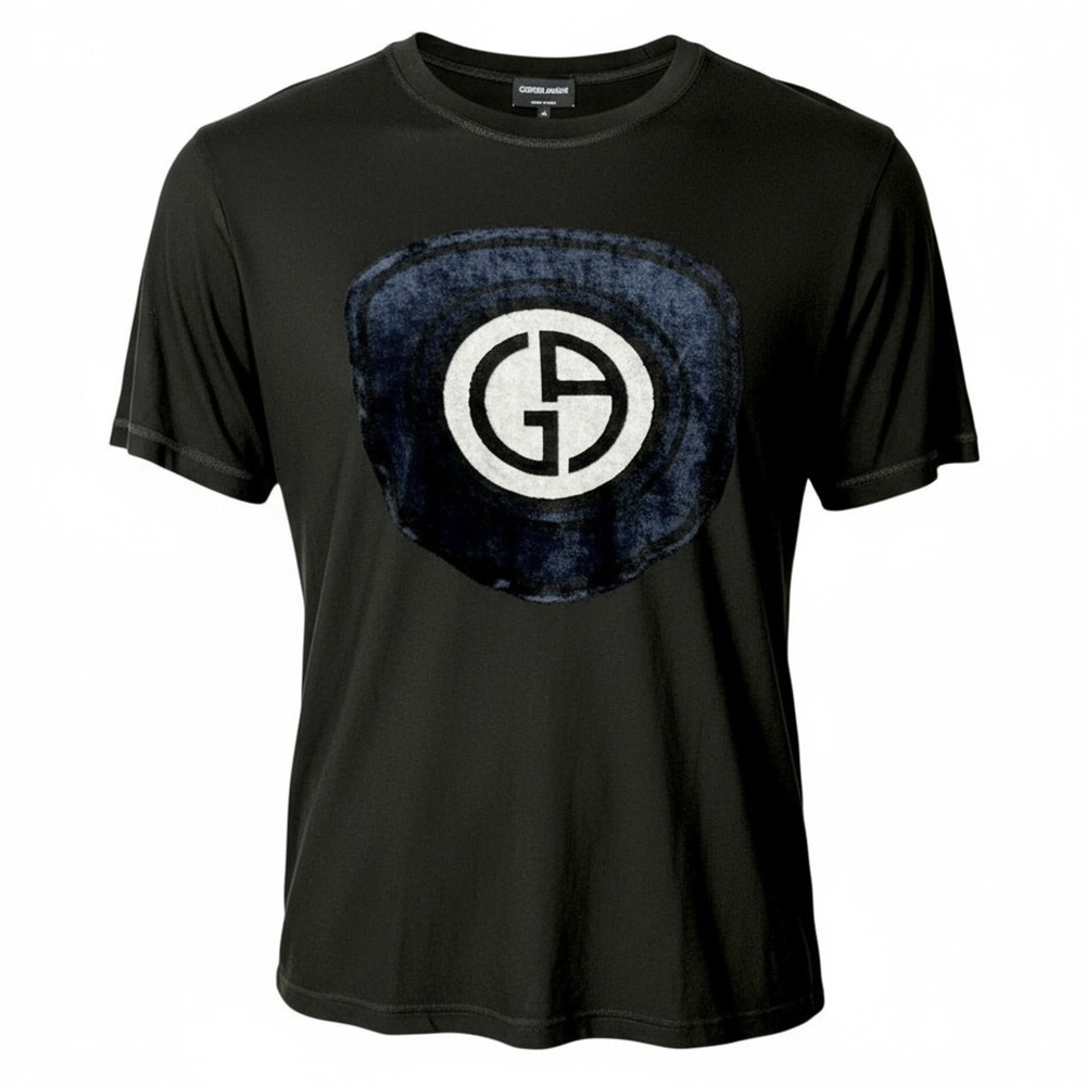 Giorgio Armani Black Terry Shield Logo T-Shirt Men's 48 US Medium Luxury Casual